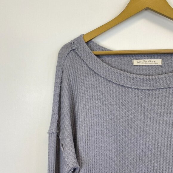 Free People Gray Thermal Waffle Knit Oversized Tunic - Picture 5 of 13